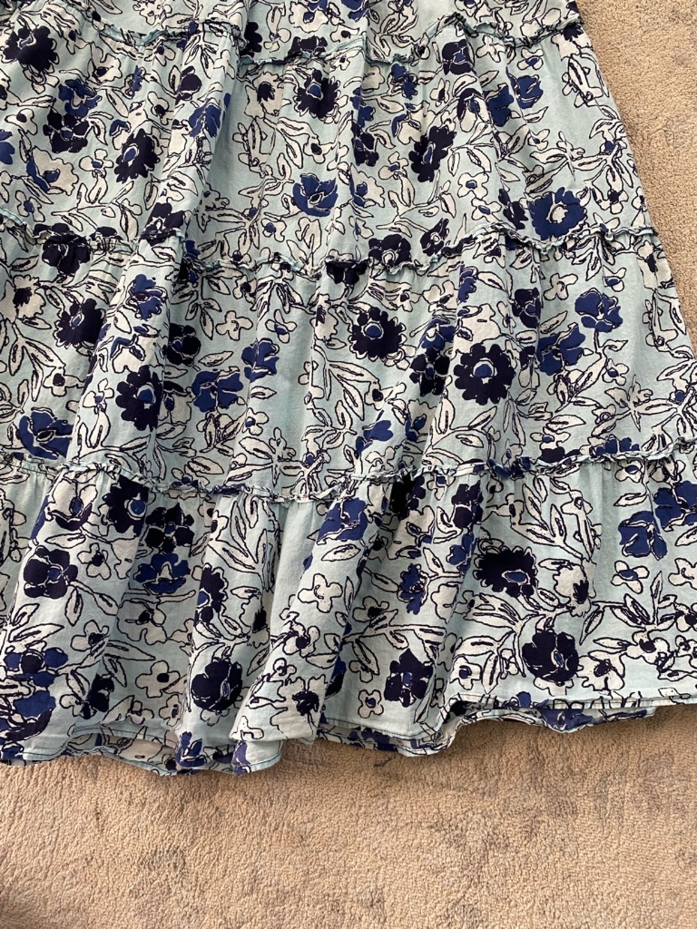 Ro's Garden Venus Midi Dress Benjamin Blue Floral Large Cotton Cottagecore - Picture 5 of 13
